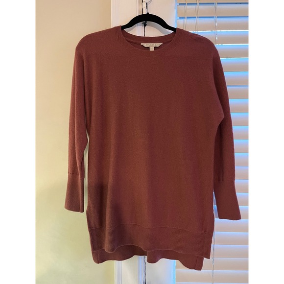 Athleta Sweaters - Athleta Merlot Wool Cashmere Blend Crew Neck Tunic‎ Sweater XS Side Slits